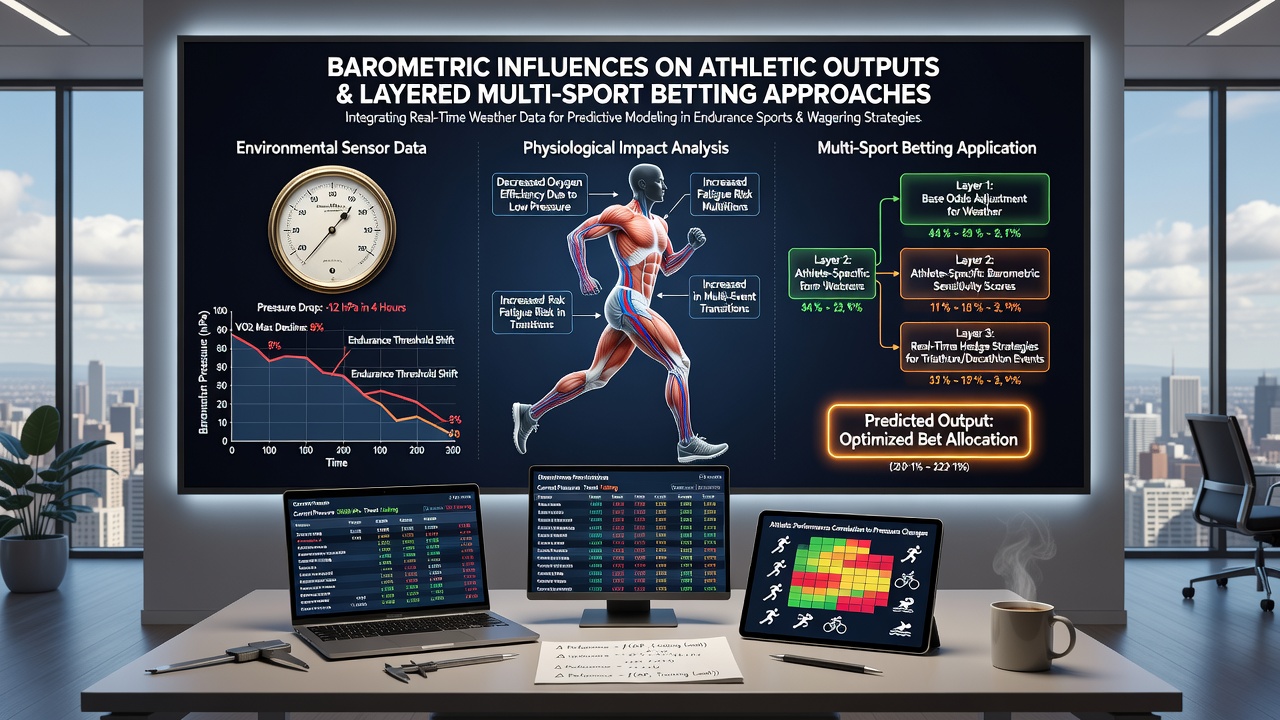 Data visualization of barometric pressure correlations with betting outcomes in layered sports accumulators