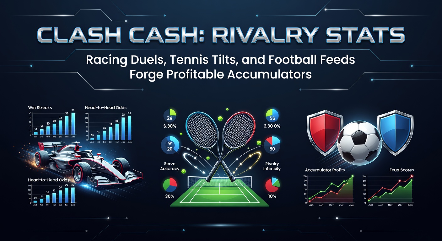 Dynamic chart overlaying rivalry win probabilities from horse racing head-to-heads, tennis player matchups, and football derby outcomes, highlighting accumulator potential