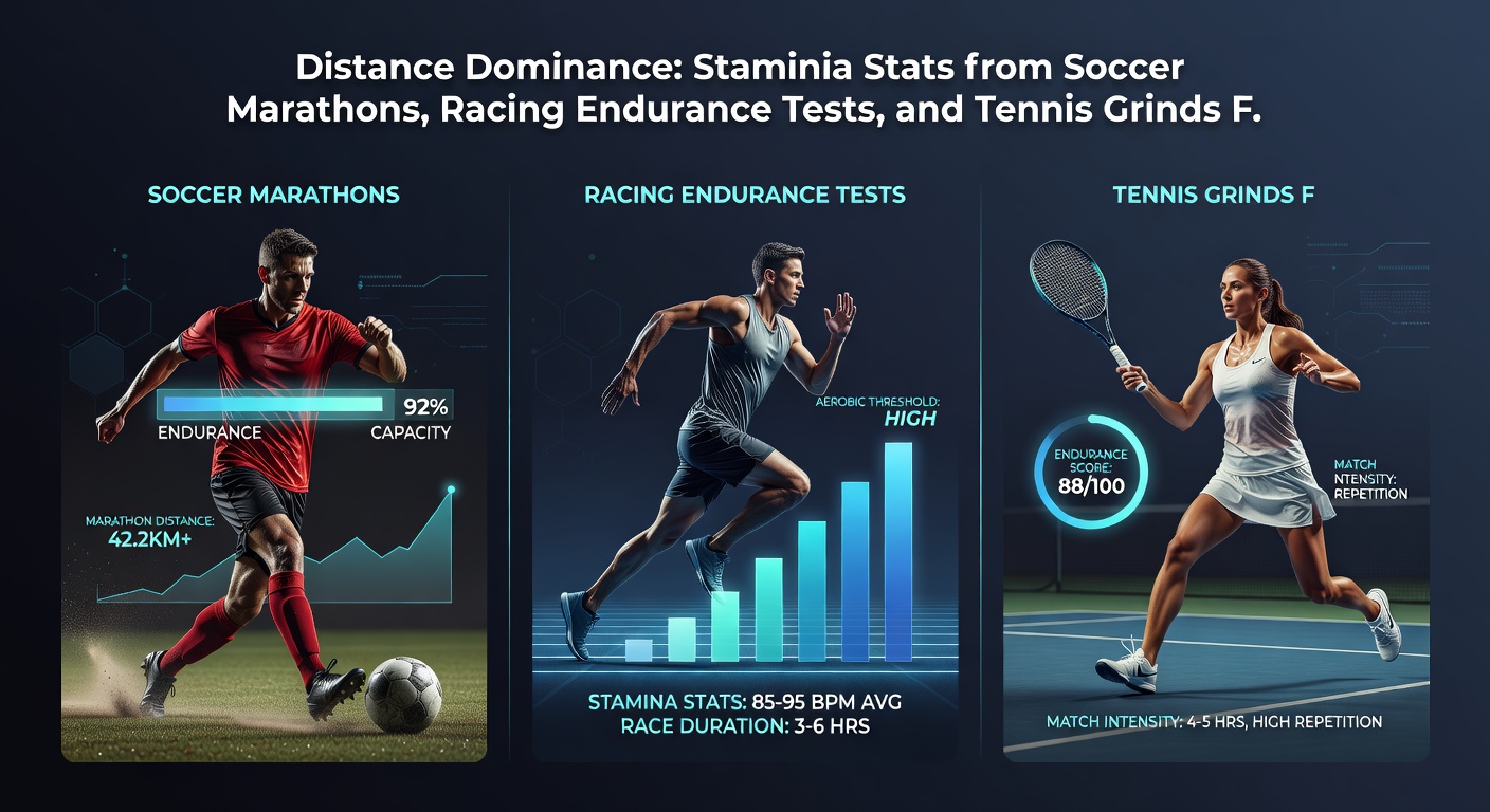 Tennis player locked in a marathon rally, sweat flying, as stamina clashes echo soccer extra time and racing finishes