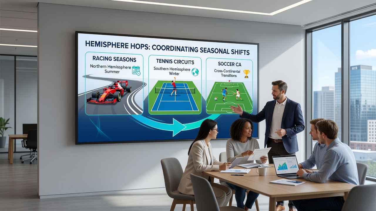 Athletes and teams navigating seasonal schedule changes across racing tracks, tennis courts, and soccer fields worldwide