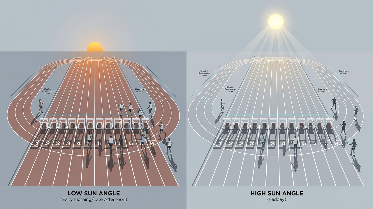 Layered betting strategy visualization showing sun angle data overlays on sports events