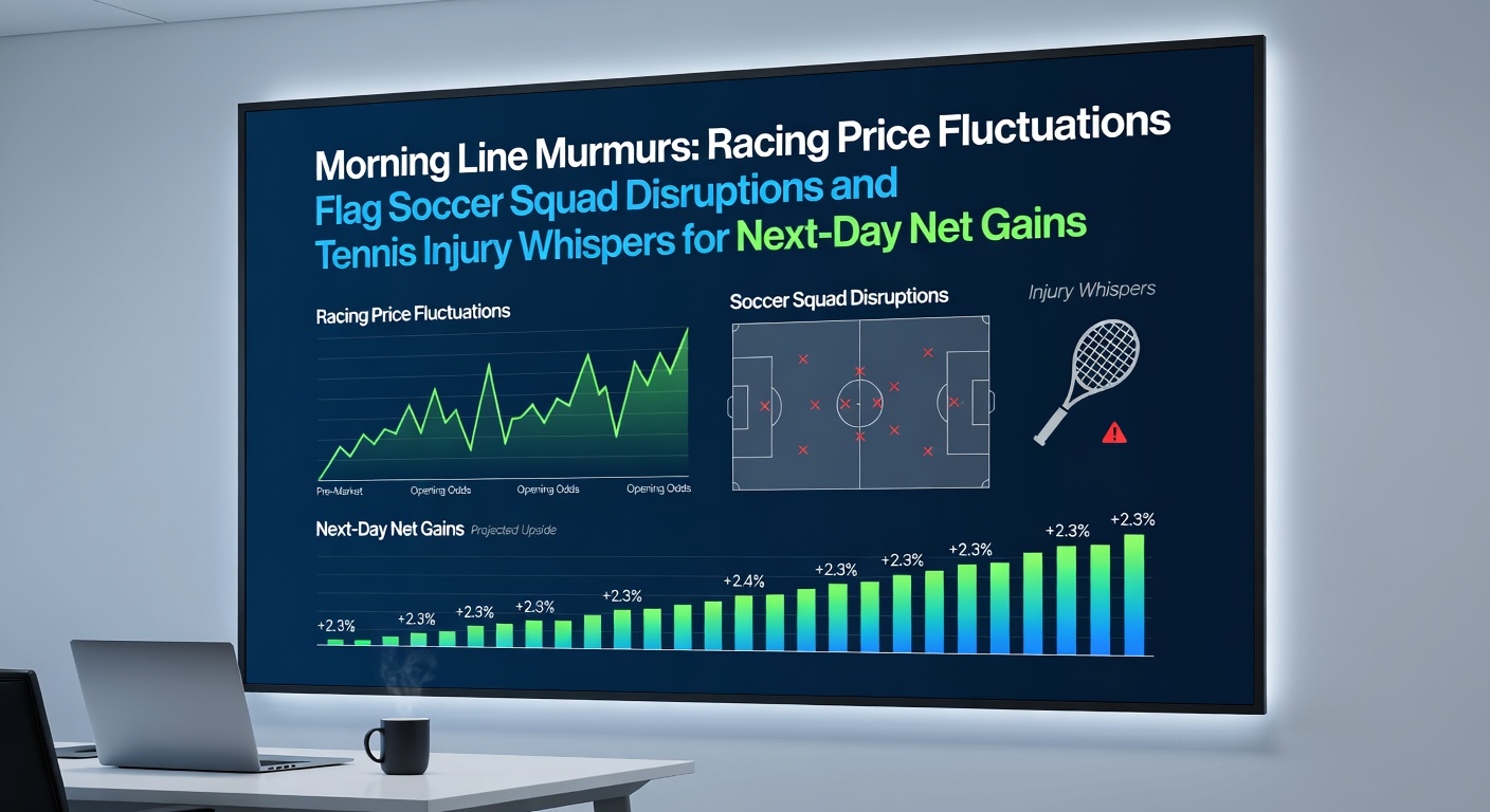 Horse racing morning line odds board displaying early price shifts alongside soccer team sheets and tennis player injury updates