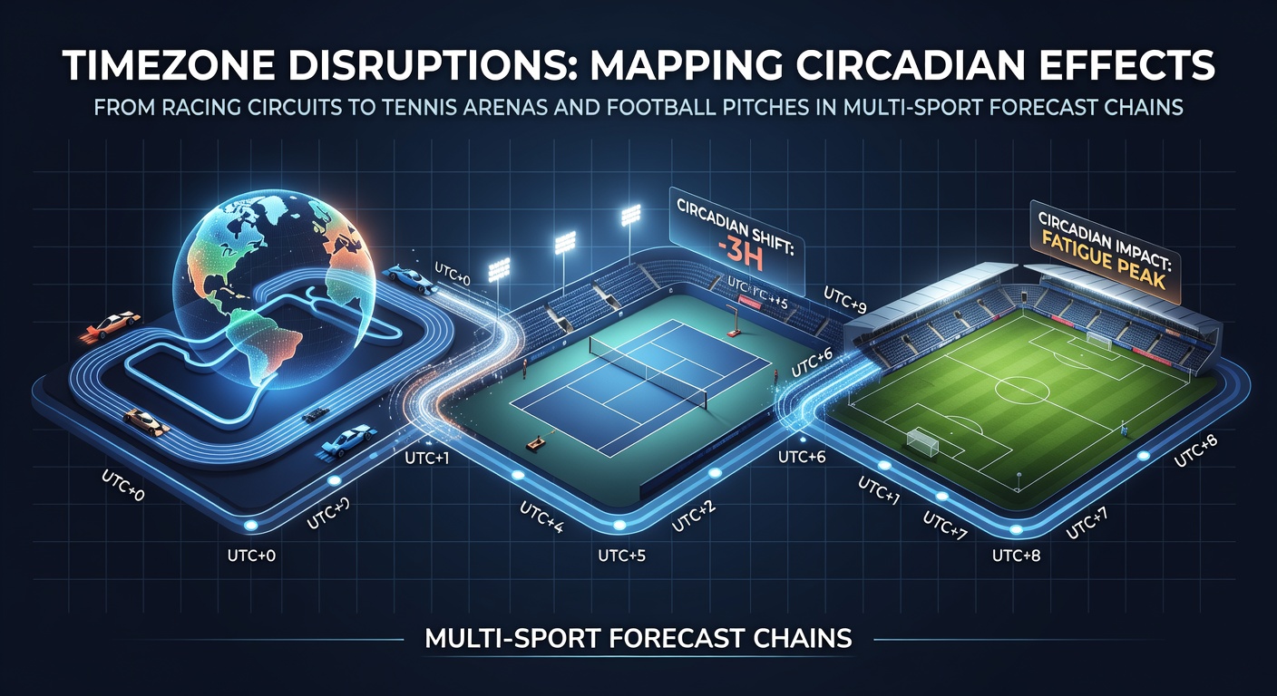 Circadian rhythm mapping across global sports venues showing timezone impacts on athlete performance