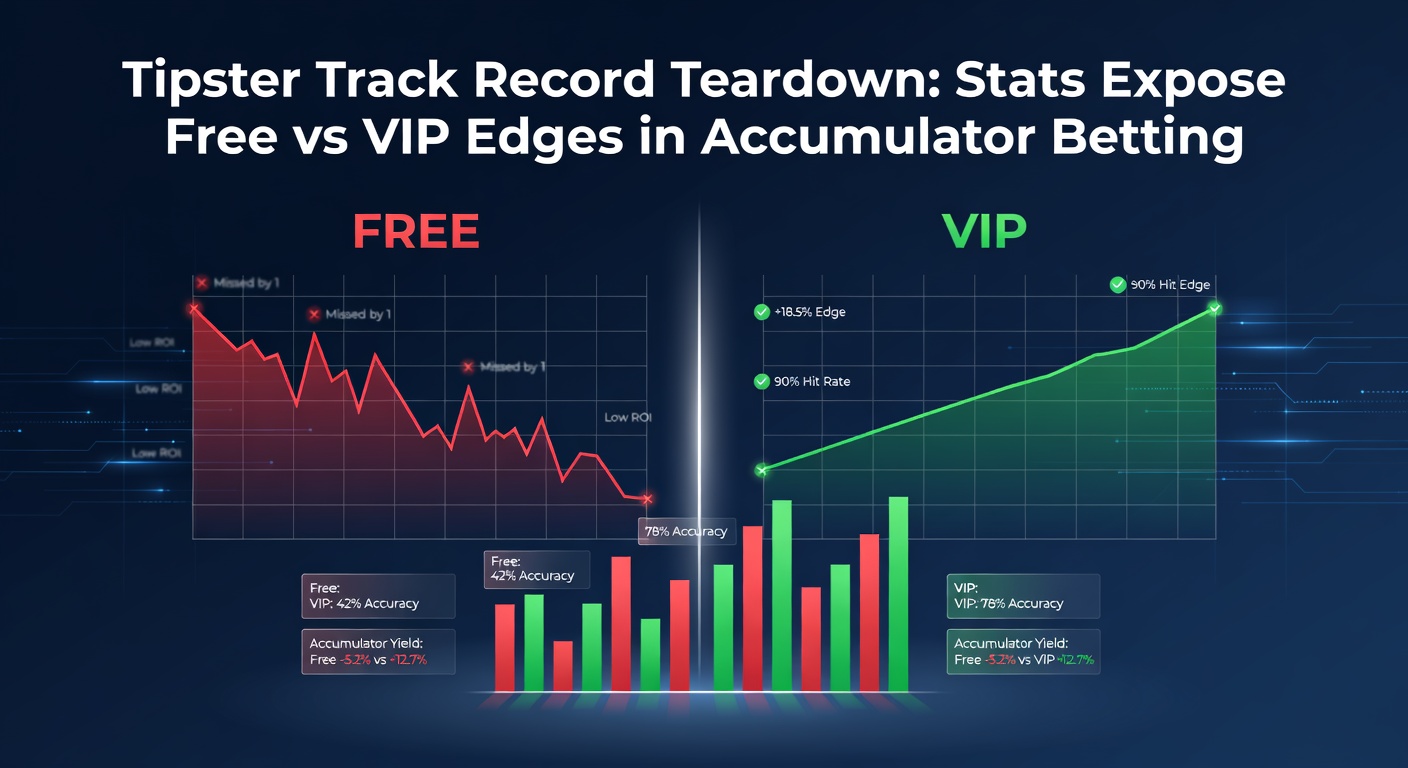Bar chart comparing ROI for free tipsters versus VIP services in accumulator bets over the past year, highlighting stark performance gaps