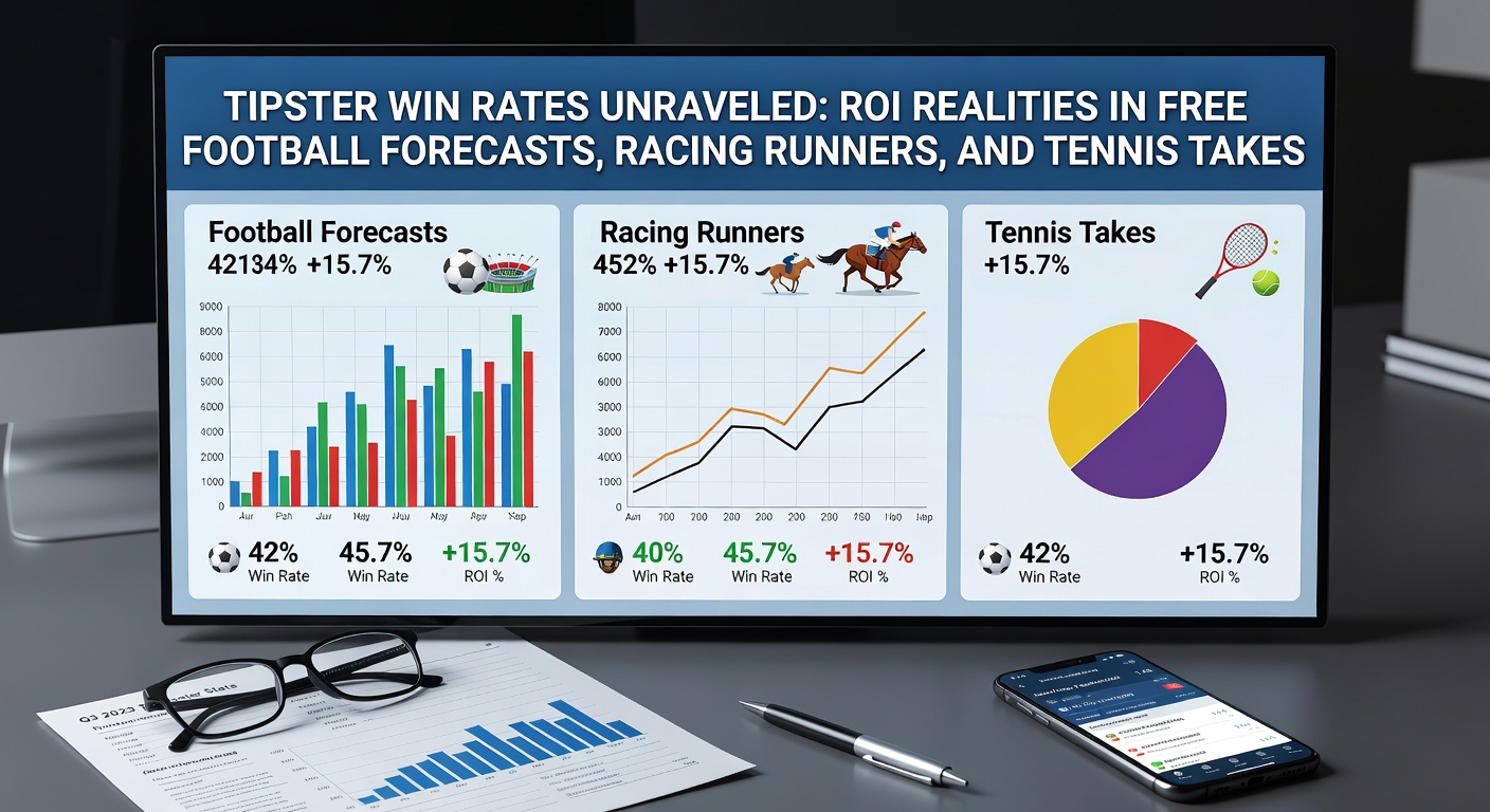 Graph comparing tipster win rates and ROI across football, horse racing, and tennis predictions